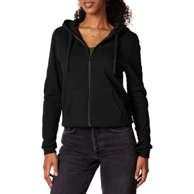 Abbildung von Amazon Essentials Damen Hoodie mit Langem Reißverschluss aus French Terry Fleece (Erhältlich in Übergröße), Schwarz, S
