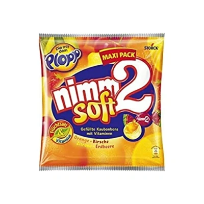 Abbildung von nimm2 Soft 1 x 345g Maxi Pack Gefüllte Kaubonbons in vier Sorten mit Fruchtsaft und Vitaminen