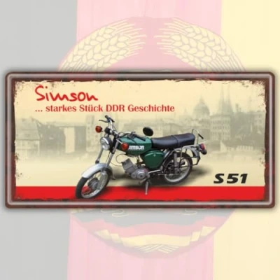 Abbildung von AV Andrea Verlag Ostalgie Metallschild Blechschild Simson S 51 DDR Geschenke Automobile, das Türschild Schild für Ost Nostalgiker und Fans Ostprodukte