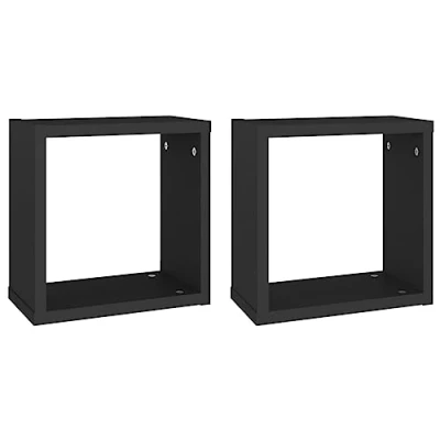 Abbildung von vidaXL 2X Würfelregal Wandregal Hängeregal Cube Lounge CD Regal Dekoregal Bücherregal Schweberegal Wandboard Regalwürfel Schwarz 30x15x30cm