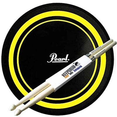 Abbildung von Pearl PDR 08P Practice Pad Übungspad 8&quot; gelb/schwarz + keepdrum Drumsticks