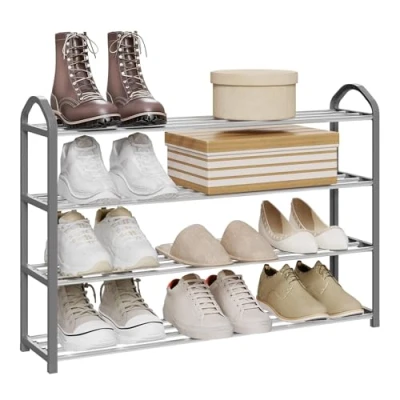 Abbildung von WOLTU Schuhregal Schuhablage Schuh Ständer Regale, 4 Schicht Schuhständer für 16 Paare Schuhe, 79x19,5x62cm, Grau