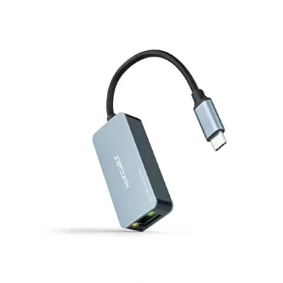 Abbildung von Nanocable 10.03.0410 USB C 3.2 GEN1 auf Ethernet 2.5G Konverter, Adapter, Aluminium Gehäuse, Grau, 15 cm