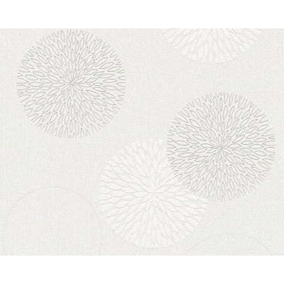 Abbildung von A.S. Création Vliestapete &quot;Black and White&quot;, botanisch Floral Motiv, Moderne Tapete Kreise Tapeten Wohnzimmer modern Flur Design