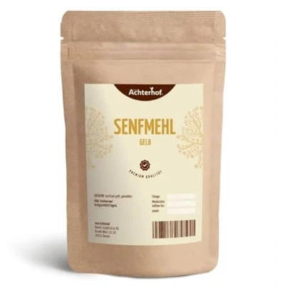 Abbildung von 1 kg Senfmehl Senfsaat gelb gemahlen , teilentölt zur Senfherstellung Senfpulver vom Achterhof