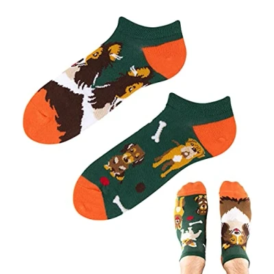 Abbildung von TODO Colours Lustige Socken mit Motiv Mehrfarbige, Bunte, Verrückte für die Lebensfreude (43 46, z LOW Dogs Life, numeric_43)