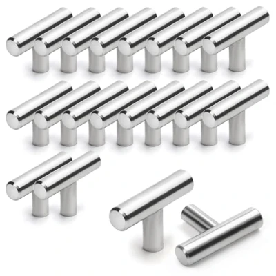 Abbildung von Belle Vous Haltegriff 20er Set Griffe für Küchenschränke Gebürstetes Nickel, Pack T Nickel Silberne Schrankgriffe