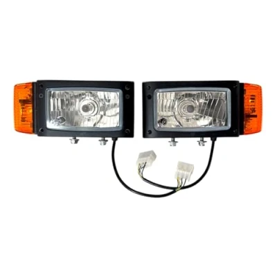 Abbildung von MelTruck® 2x H4 Scheinwerfer mit Blinker 12V f. Radlader Baumaschinen Bagger JCB Merlo L+R