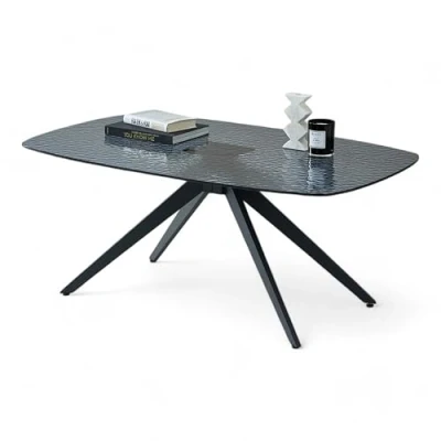 Abbildung von Stolkom Couchtisch &quot;Elias Glastisch schwarz, Wohnzimmertisch BxHxT 110x44x70 cm&quot;, Sicherheitsglas Bruchsicher, Glasplatte Wasserwelle schwarz getönt