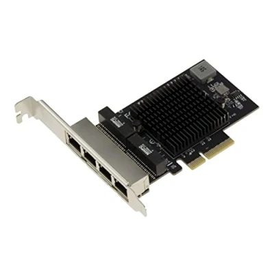 Abbildung von KALEA INFORMATIQUE PCIe 2.5 LAN Quad Gigabit Ethernet Karte 10 100 1000 2500 1G 2.5G 4 RJ45 Ports. Mit Realtek RTL8125 Chipsatz.