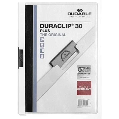 Abbildung von Durable Klemm Mappe Duraclip 30 Plus, Hartfolie, bis Blatt A4, weiß, 221302