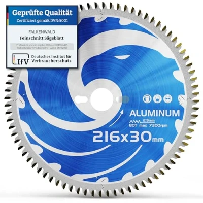 Abbildung von FALKENWALD Sägeblatt 216x30 Ideal für Aluminium Kompatibel mit Bosch PCM 8s, GCM 8 SDE Kreissägeblatt 216x30, Kappsäge, 216, Metallsägeblatt Kappsäge