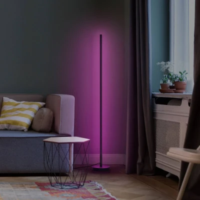 Abbildung von LEDVANCE SMART+ WIFI LED Stehleuchte, rund, schwarz, 14W, 1170lm, Weiß &amp; Farblicht regulierbar, dimmbar, DIY Musikrhythmusfunktion, lange Lebensdauer, einfache Montage, App steuerbar, 2700 6500K