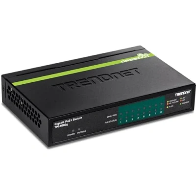 Abbildung von TRENDnet TPE TG82G 8 Port GREENnet Gigabit PoE+ Switch, 61W PoE Leistung, 16 Gbit/s Schaltkapazität, Plug N Play