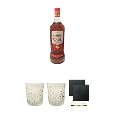 Abbildung von RON MIEL Cocal 30% 1,0 Liter + Rum Glas 1 Stück Schiefer Glasuntersetzer eckig ca. 9,5 cm Ø 2