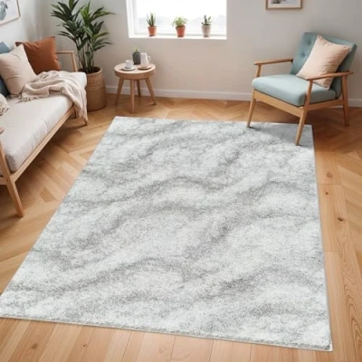 Abbildung von Surya Dili Shaggy Berber Teppich Flauschiger für Wohnzimmer, Esszimmer, Schlafzimmer, Langflor Hochflor Weiss flauschig groß 160x220 cm, Wohnzimmerteppich in Crème