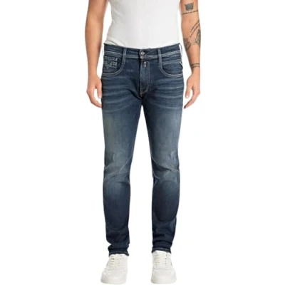Abbildung von Replay Herren Jeans Anbass Slim Fit Hyperflex mit Stretch, Blau (Dark Blue 007 5), 30W / 32L
