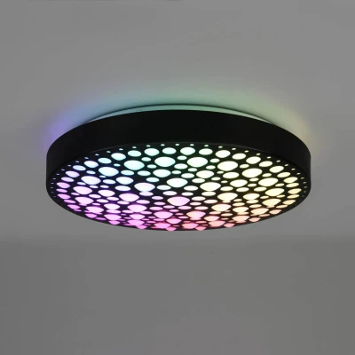 Abbildung von Reality Leuchten LED Deckenleuchte Chizu R67161132, Kunststoff Schwarz matt, inkl. 22 Watt Rainbow LED, Fernbedienung, Dimmer, Farbwechsel, Nachtlicht