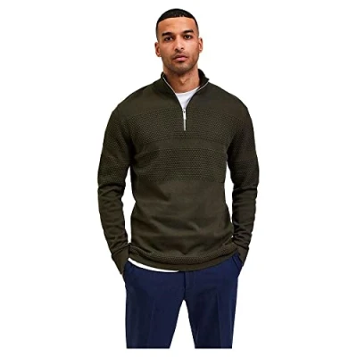 Abbildung von SELECTED HOMME Men&#039;s SLHMAINE LS Knit Half Zip W NOOS Pullover, Forest Night, XXL
