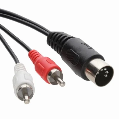 Abbildung von 5 Polig Männlich DIN Stecker Zum 2 x Chinch Cinch Audio Kabel 1 m [1 Meter/1m]