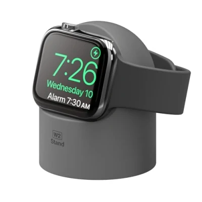 Abbildung von elago W2 Ladestation Ständer Kompatibel mit Apple Watch Serie 9, 8, SE2, 7, 6, SE, 5, 4, 3, 2, 1 Ultra 2 &amp; [Ladegerät Nicht enthalten] (Dunkelgrau)