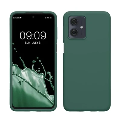 Abbildung von kwmobile Hülle kompatibel mit Motorola Moto G54 5G Silikon Handy Case Handyhülle weiche Oberfläche kabelloses Laden Tannengrün