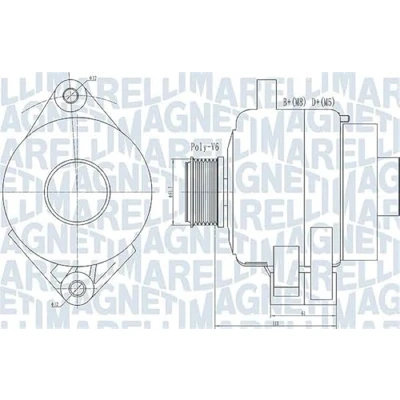 Abbildung von MAGNETI MARELLI 063731995010 Lichtmaschine 14V 140A FIAT: Grande Punto Schrägheck, Croma II Kombi, Linea, ALFA ROMEO: 159 Sportwagon, Limousine