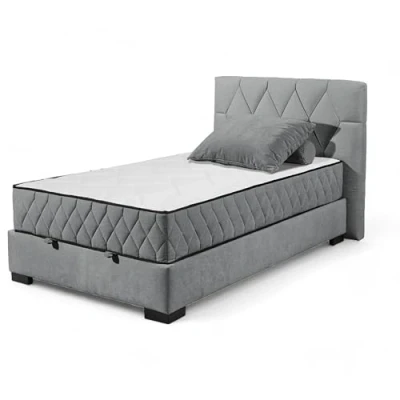 Abbildung von NAGOL B Boxbett 120x200, Anthrazit Bequemes Bett mit Bettkasten und Premium 9 Zonen Federkern Wendematratze 145 x 114 214 cm (B/H/T)