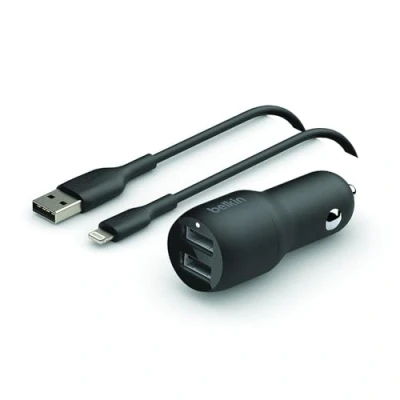 Abbildung von Belkin Autoladegerät mit Kabel 12V USB A + 2W Schwarz
