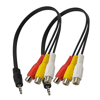 Abbildung von 3,5 mm Stecker auf 3 Cinch Buchsen Adapterkabel 25cm 1/8&quot; RCA Buchse Klinke Stereo AV Audio Video AUX Umwandlung
