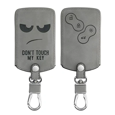 Abbildung von kwmobile Autoschlüssel Hülle kompatibel mit Renault 4 Tasten Karte (nur Keyless Go) Kunstleder Schutzhülle Schlüsselhülle Cover Don&#039;t Touch My Key Grau