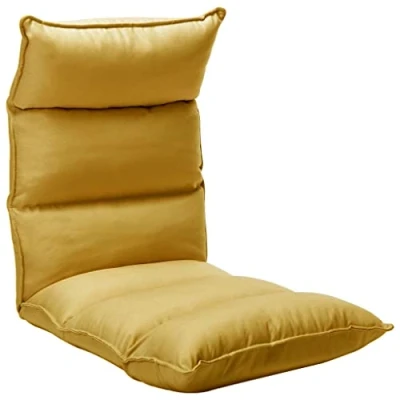 Abbildung von vidaXL Bodenstuhl Faltbar Schlafsessel Sessel Sofastuhl Lounge Bodensessel Liege Bodenkissen Sitzkissen mit Rückenlehne Senfgelb Stoff