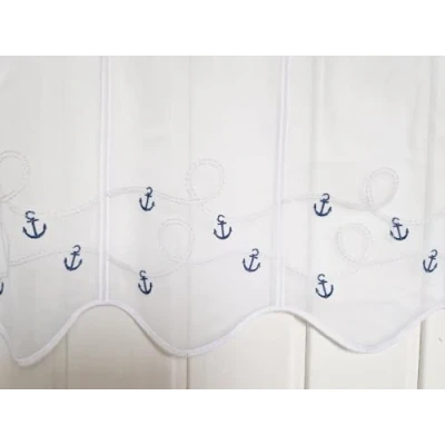 Abbildung von Arinosa Scheibengardine Maritim Anker Stickerei 30, 45 o. 60 cm H, ab 1 M, Höhe:45