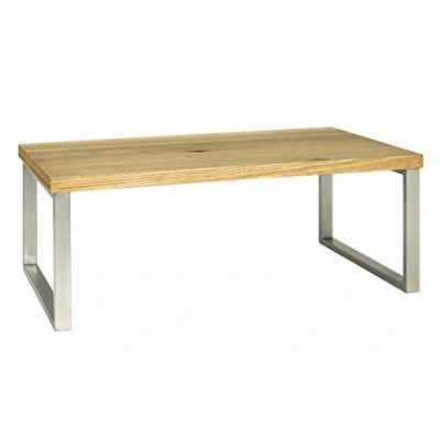 Abbildung von HAKU Möbel Couchtisch edelstahloptik, Eiche, Echtholzfurnier, MDF, Metall, Wabenplatte Maße: B 100 cm x H 38 T 60 cm, Style: Modern