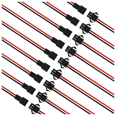 Abbildung von VIPMOON 20 Paare 2 Polig JST SM Steckverbinder, Pin Stecker Männlich Weiblichen EL Draht Kabel Adapter mit 10 cm Rot und Schwarz Silikon für LED Lampe Streifen