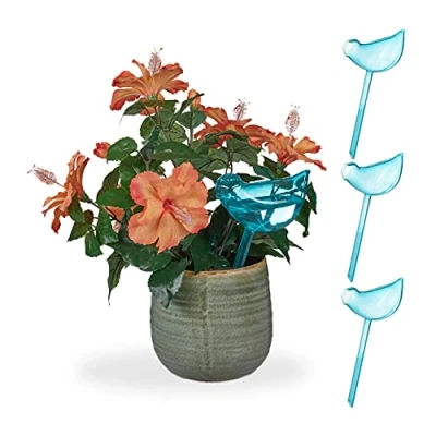 Abbildung von relaxdays Tropfer Bewässerungskugeln 4er Set Vogel Form, Blau