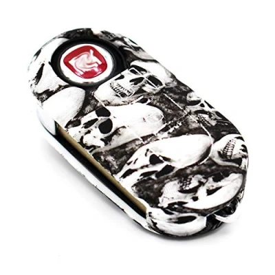 Abbildung von Schlüssel Hülle FIB für 3 Tasten Auto Silikon Cover Schlüsselhülle Etui Schutzhülle (Totenkopf Schwarz Weiß)