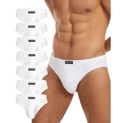 Abbildung von FORVEVO 7er Pack Unterhosen Herren Slip Baumwolle, Atmungsaktive Männer, Klassischer Weich Unterwäsche mit Tasche, Stretch, Ohne Etikett(XXL,Weiß)