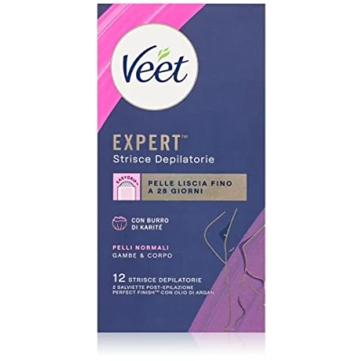 Abbildung von Veet Expert Mix Enthaarungsstreifen, Waxing für Beine und Körper normale Haut (24 Streifen) Achsel Bikinizone empfindliche (16 + 7 Tücher nach der Haarentfernung