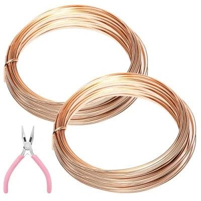 Abbildung von 10M Kupferdraht 2mm, T2 Reiner Kupferdraht, Basteldraht DüNn, Schmuckdraht mit Zange, Blanker Copper Wire, Wickeldraht für Elektrokultur, Gartenarbeit, Elektrotechnik, DIY