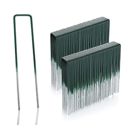 Abbildung von GardenMate 100 Kunstrasen Erdanker Halb Grün Feuerverzinkt aus Stahldraht 150mm lang 25mm breit Stärke 2,9mm Flacher Kopf