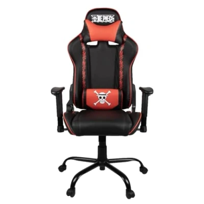 Abbildung von Konix One Piece Gaming Bürostuhl Sitzneigung 150 Polyurethan Leder Einstellbares Lordosen und Nackenkissen Kopfstütze Schwarz