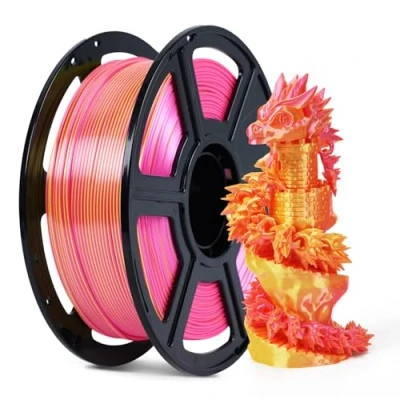 Abbildung von FLASHFORGE 3D Drucker Filament, Seide Zweifarbiges PLA Filament 1.75mm, 1KG Spule (2.2lbs), Maßgenauigkeit +/ 0.02mm für FDM Drucker, Seidenstruktur &amp; Ultra Hochglanz (Rosa Gelb)
