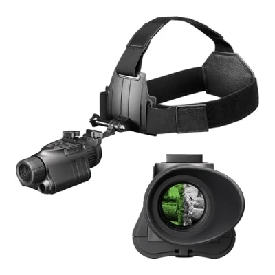 Abbildung von Nachtsicht Monokular Nightfox Prowl Nachtsichtbrille, Kopf oder Helm montiert, 1x Vergrößerung NVG, 1080p Videoaufnahme, Stealth Infrarot 940nm IR, taktische digitale NODs für Airsoft, Jagd