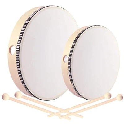 Abbildung von 2 teilig handtrommel mit schlägel für kinder,handtrommel percussion,tamburin trommel,tamburin holz,tambourin percussion,trommel