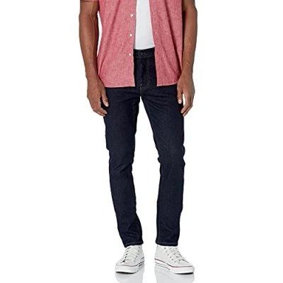 Abbildung von Amazon Essentials Herren Jeans, Komfortabler Stretch, Skinny Fit Passform (Früher Goodthreads), Dunkles Jeansblau, 34W / 32L