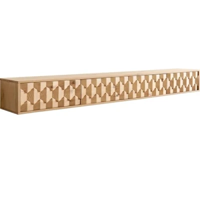 Abbildung von Lowboard Fevo 220 cm Eiche Natur 4 Türen schwebend