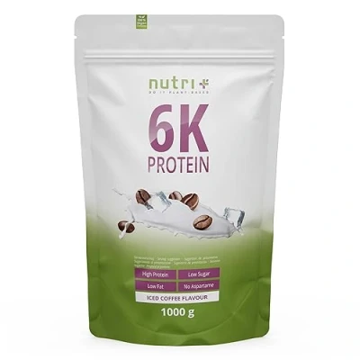 Abbildung von Nutri + Eiweißpulver Iced Coffee 1 kg Eiweiß mit Koffein Mehrkomponenten Protein Pulver Eiskaffee Proteinkaffee Shake ohne Laktose, Milch, Whey
