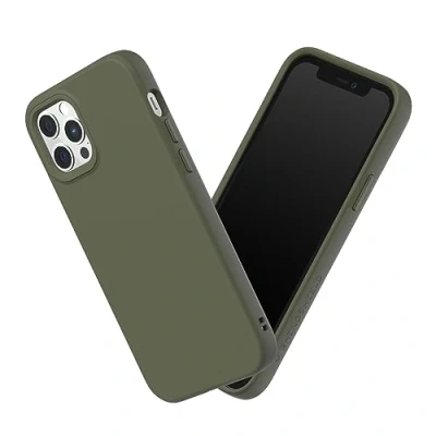 Abbildung von RhinoShield Case kompatibel mit [iPhone 12 Pro Max] SolidSuit Stoßdämpfende &amp; schlanke Schutzhülle Premium Finish 3.5 Meter Fallschutz Algengrün