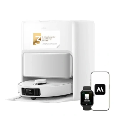 Abbildung von Dreame Saugroboter Mova P50 Pro Ultra mit Wischfunktion, 700 W, 19000Pa Saugkraft, Vollautomatische Basisstation, Reinigung bei 75 C